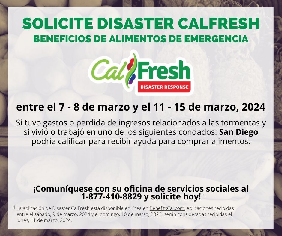 Solicitar Disaster Calfresh - 11 Al 15 De Marzo De 2024. - Hispanos News